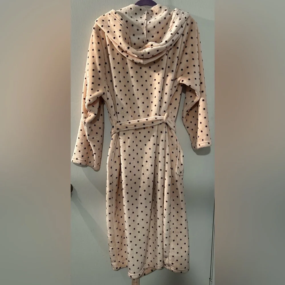 Plush Polka Dot Hooded Robe - Cream with Black Dots Size 2XL-3XL, 18-22